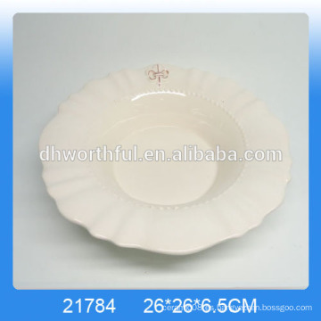 Personalizar el plato de cena de cerámica blanca, placas de cena con el logotipo